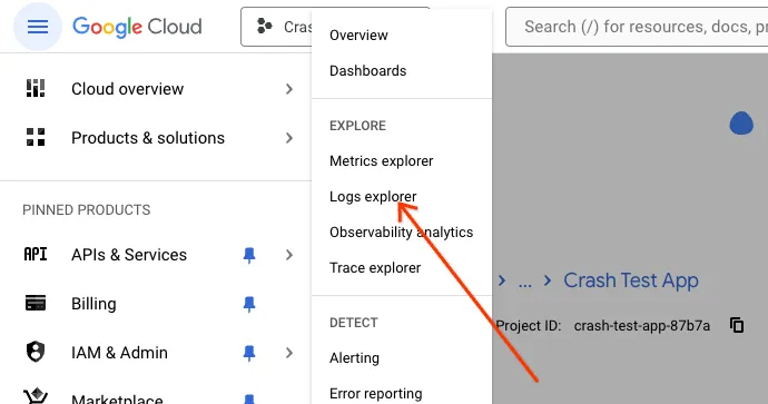 Logs Explorer menu item in Cloud Logging