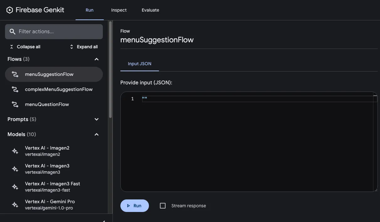 Genkit DevUI flows