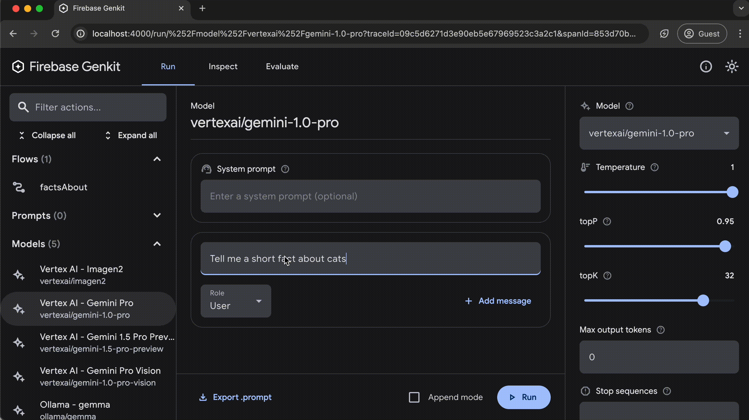Genkit Developer UI Overview